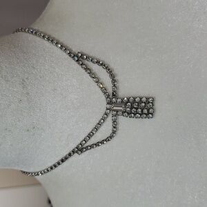 Vintage Silver Necklace with Crystal Details